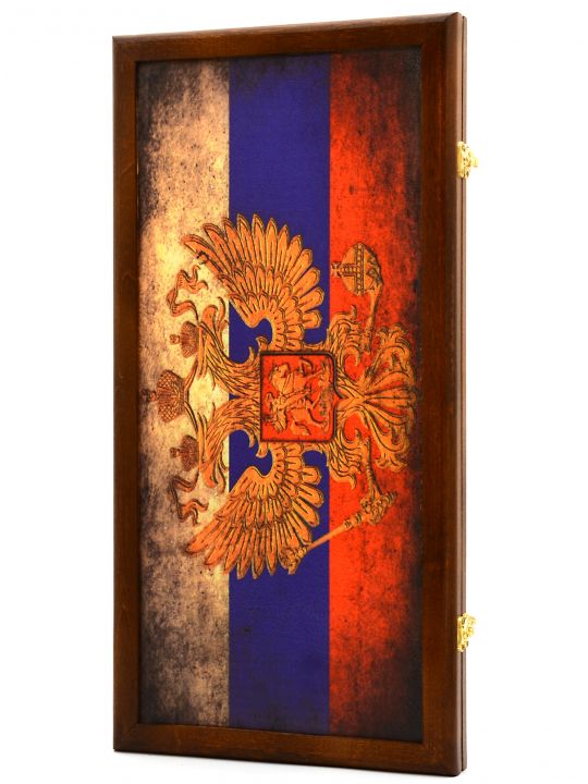 Нарды + шашки «Герб России» кожа-принт